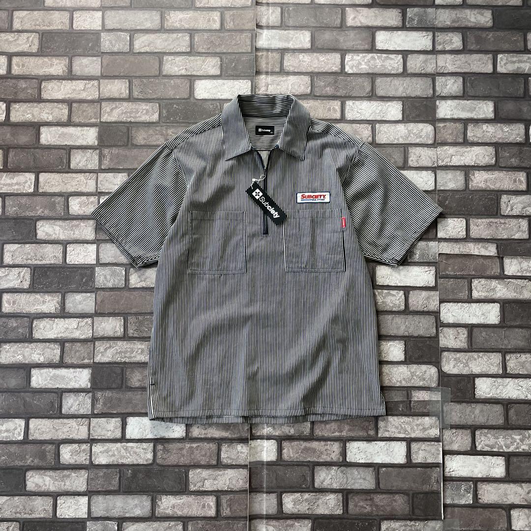 Subciety half zip stripe work shirt xl