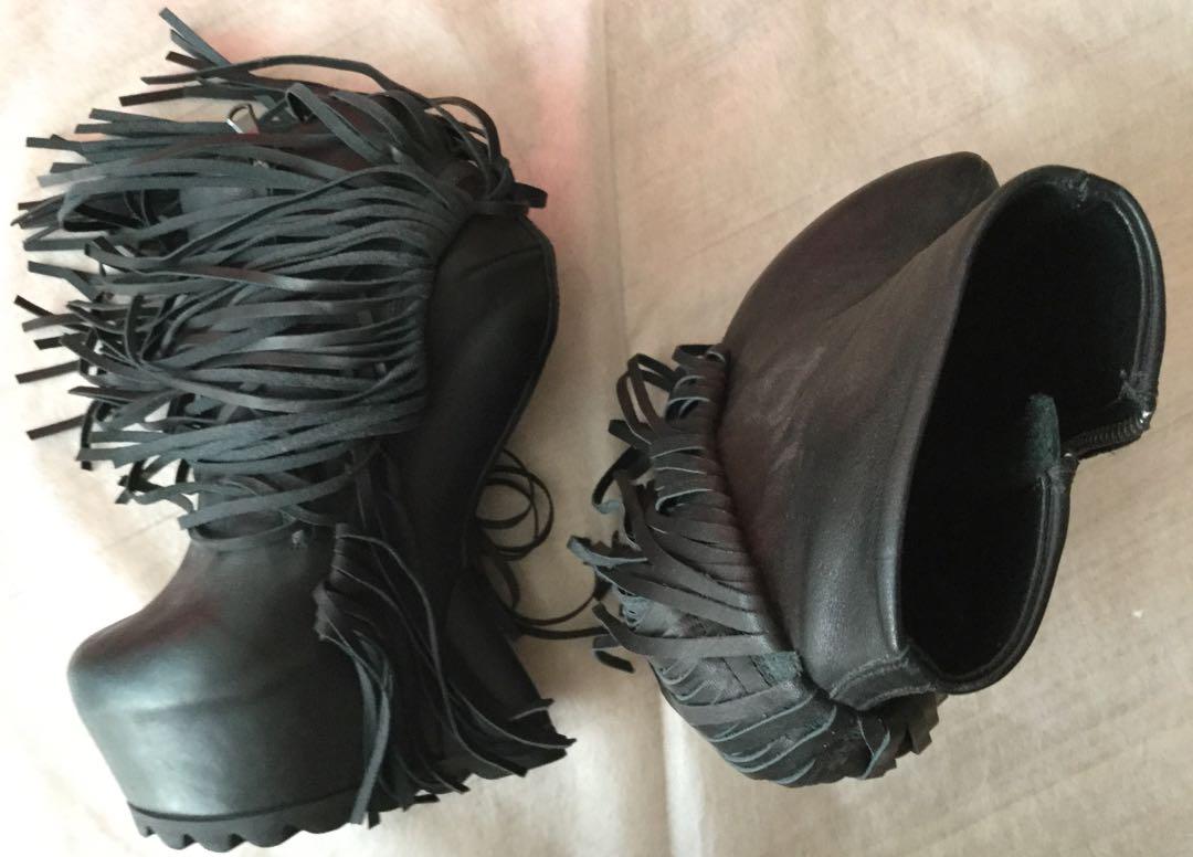 Cinzia Araia Black Leather Boots Sz 38 1/2, 8 | eBay
