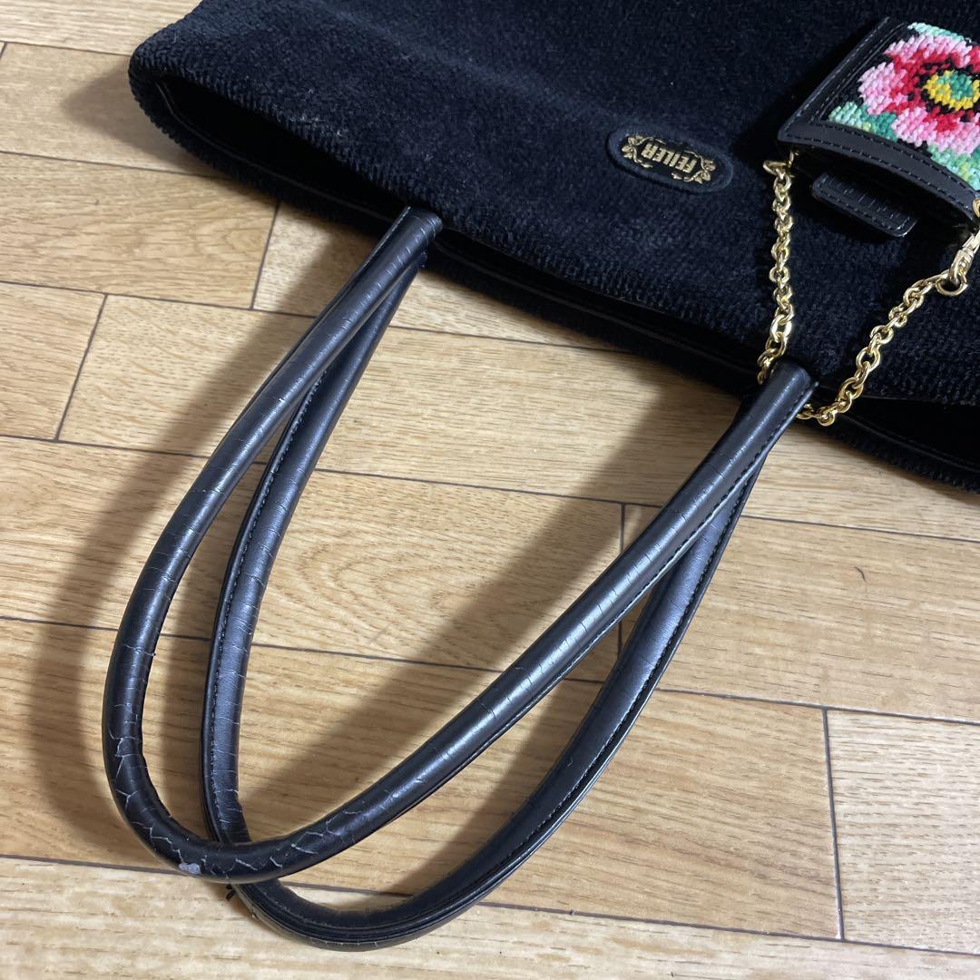 訳あり】フェイラー トートバッグ・ハンドバッグ 黒 シェニール