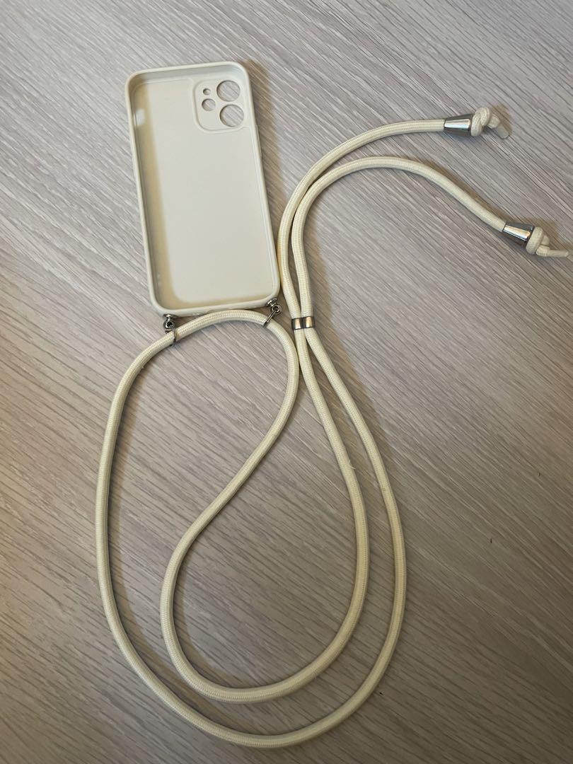 アイボリー iPhone 12mini ショルダーストラップ ケース 画像1