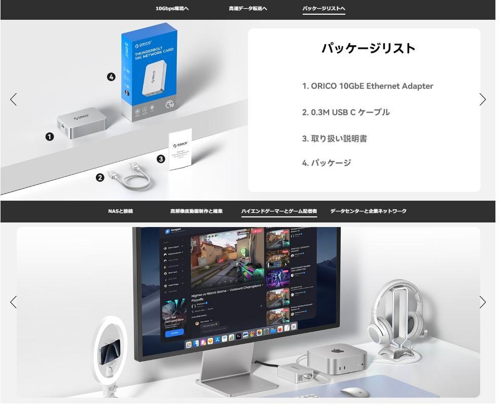 OIC】Thunderbolt 3 10GbE イーサネットアダプター NAS