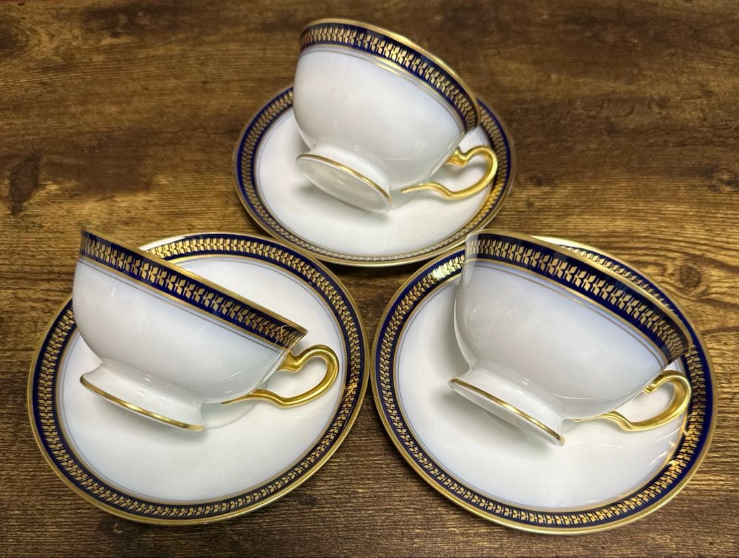 大倉陶園 ゴールドウィング 瑠璃 金彩 カップ ソーサー 2客 1 セット