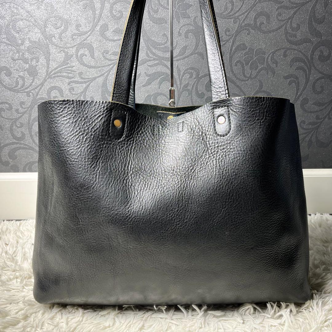 【美品✨】SLOW × BEAMS トートバッグ レザー ブラック A4 肩掛け