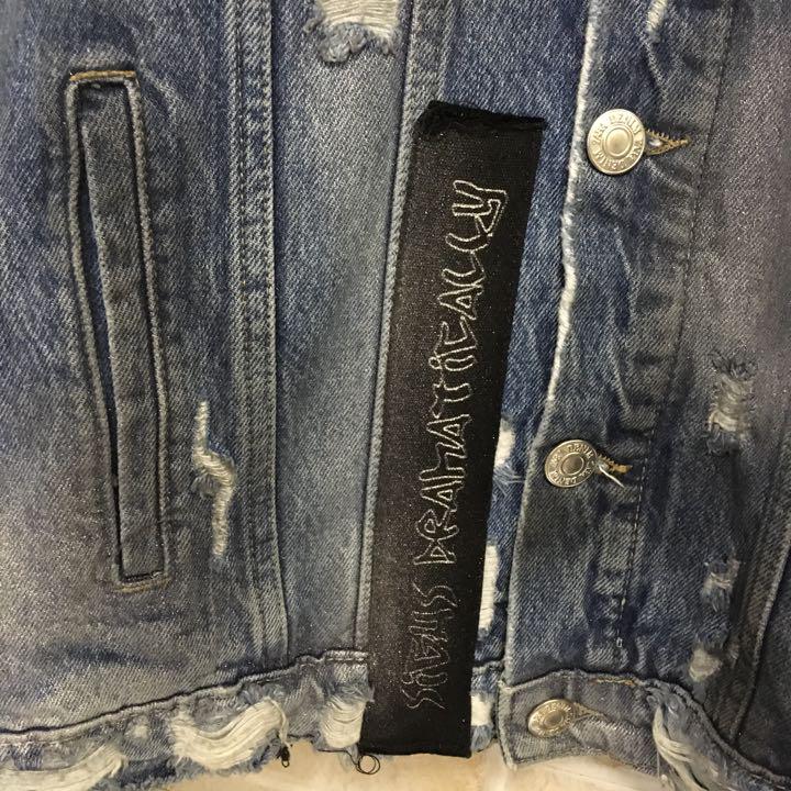 即納在庫 岸優太着用 即完売 名作 デニムジャケット 3MW8n-m78478777604 ZARA ダメージ加工 スプレー 新作2022