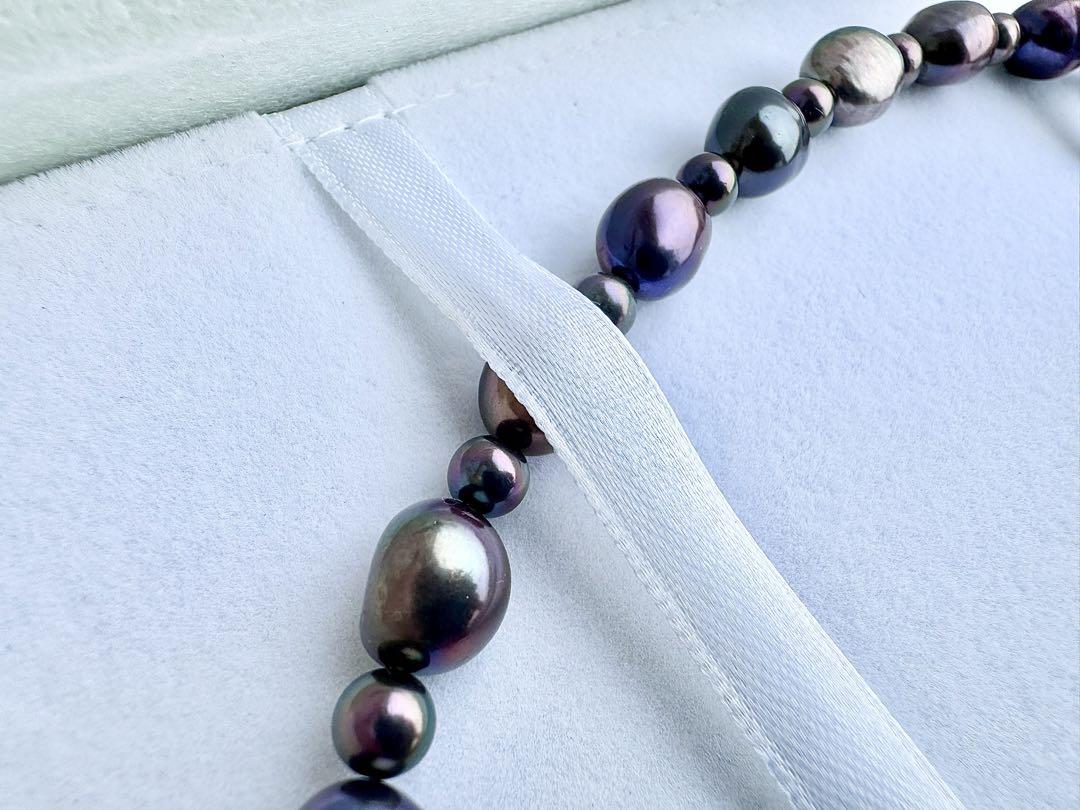 ワールド オンラインストア 美品 黒蝶真珠 真珠ネックレス 大粒 パール ネックレス アクセサリー