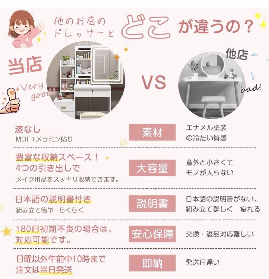 『限定セール』新品ドレッサー　スツール付き　鏡台　女優ミラー