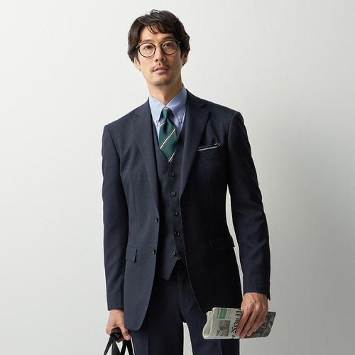 S*様 美品★オリヒカスリーピーススーツシングル2つ釦濃紺ピンストライプY5
