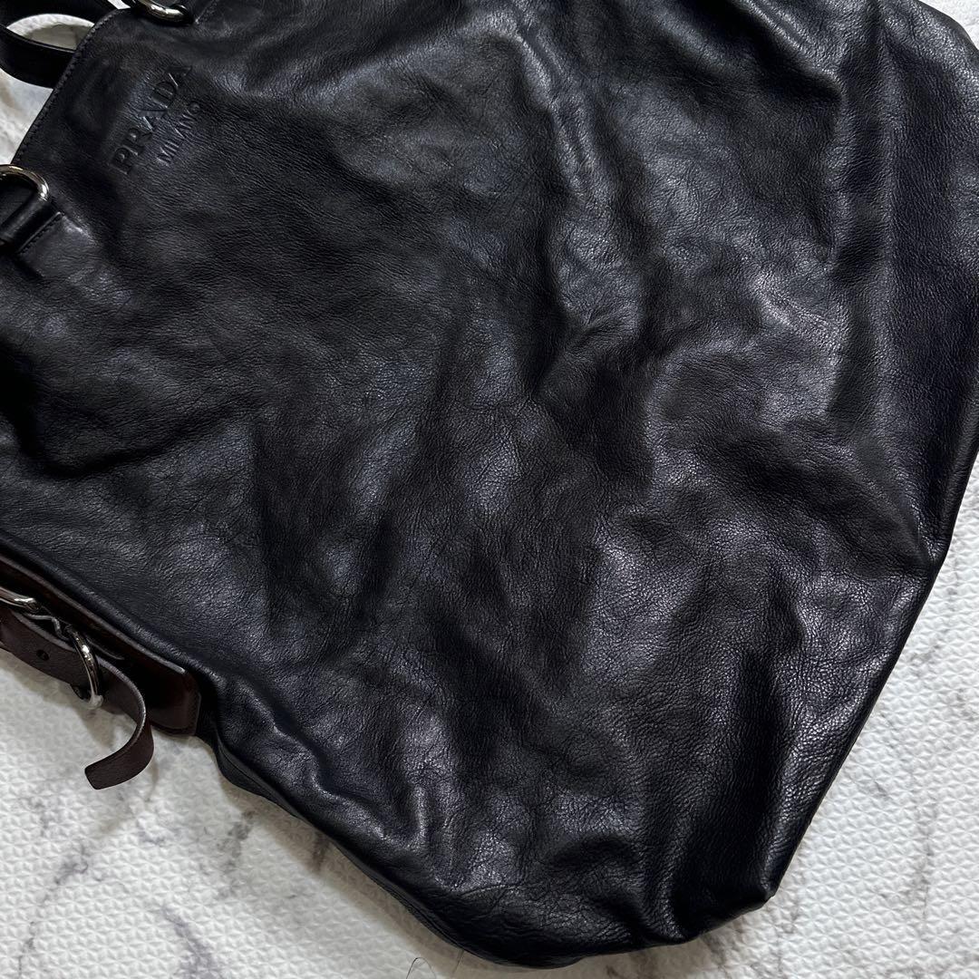PRADA archive leather 2way tote bag logo バッグ
