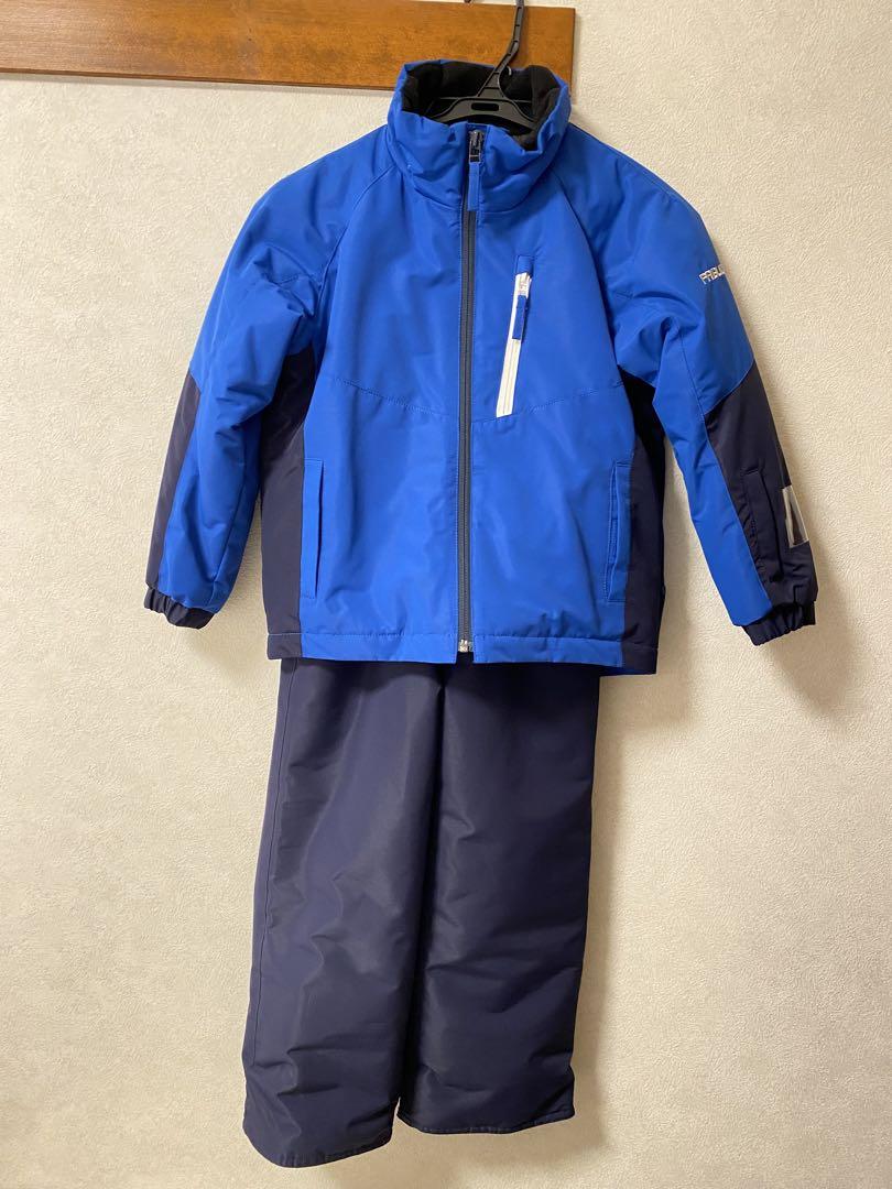 120cm サイズ調整可能 子ども用スキーウェアセット（青）