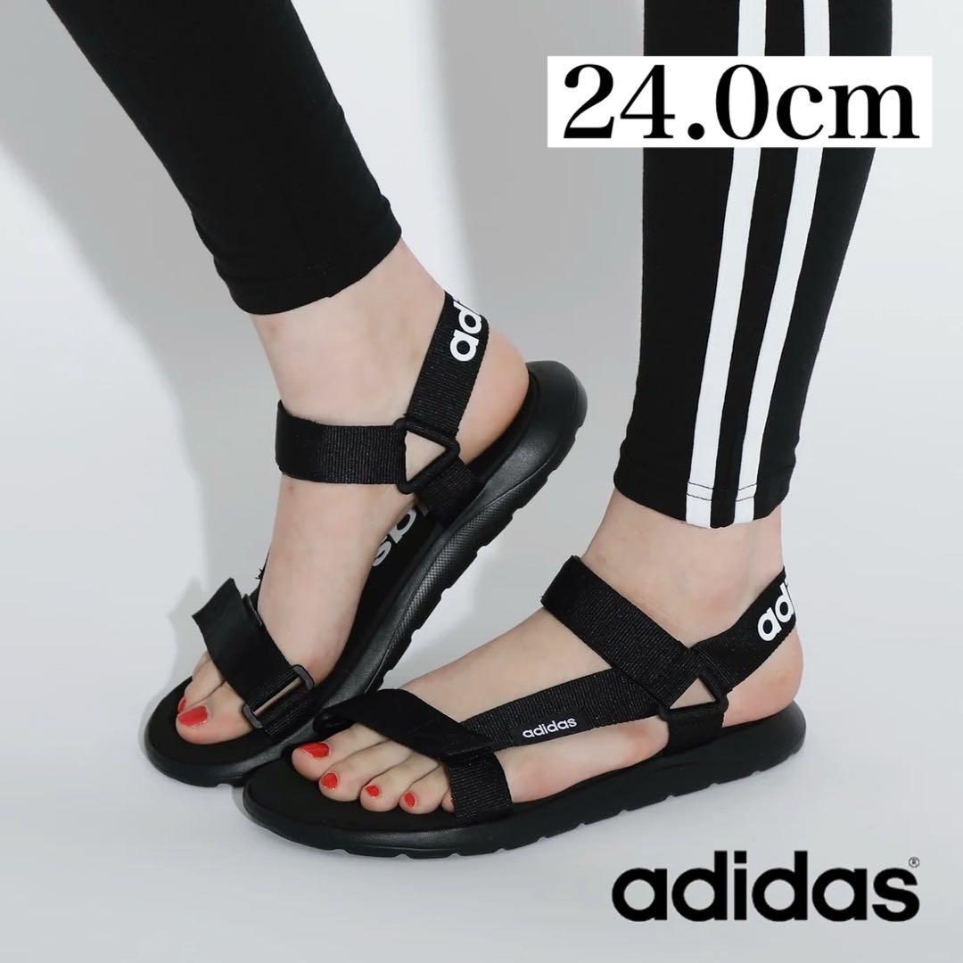 adidas ブラック スポーツサンダル 24.0cm