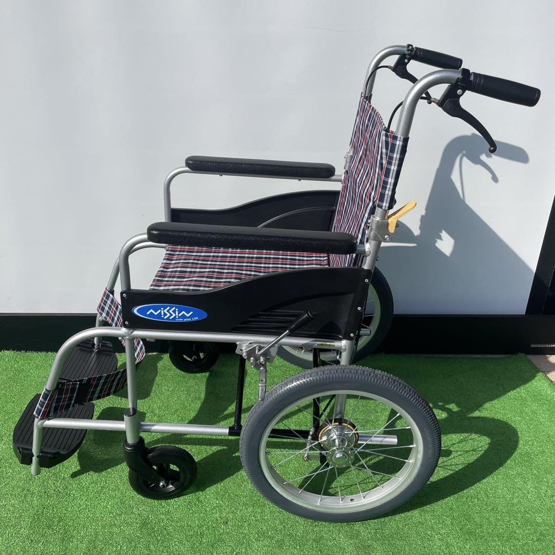 日進 介助用車椅子 チェック柄 ZJ1705632 美品 持たそ