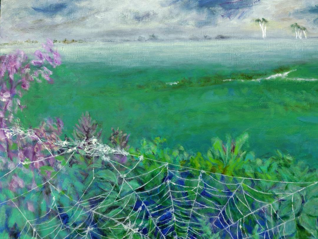 油彩画　なっぱ はじめての油絵2日目 手探りだけどいい感じになってきてる。絵