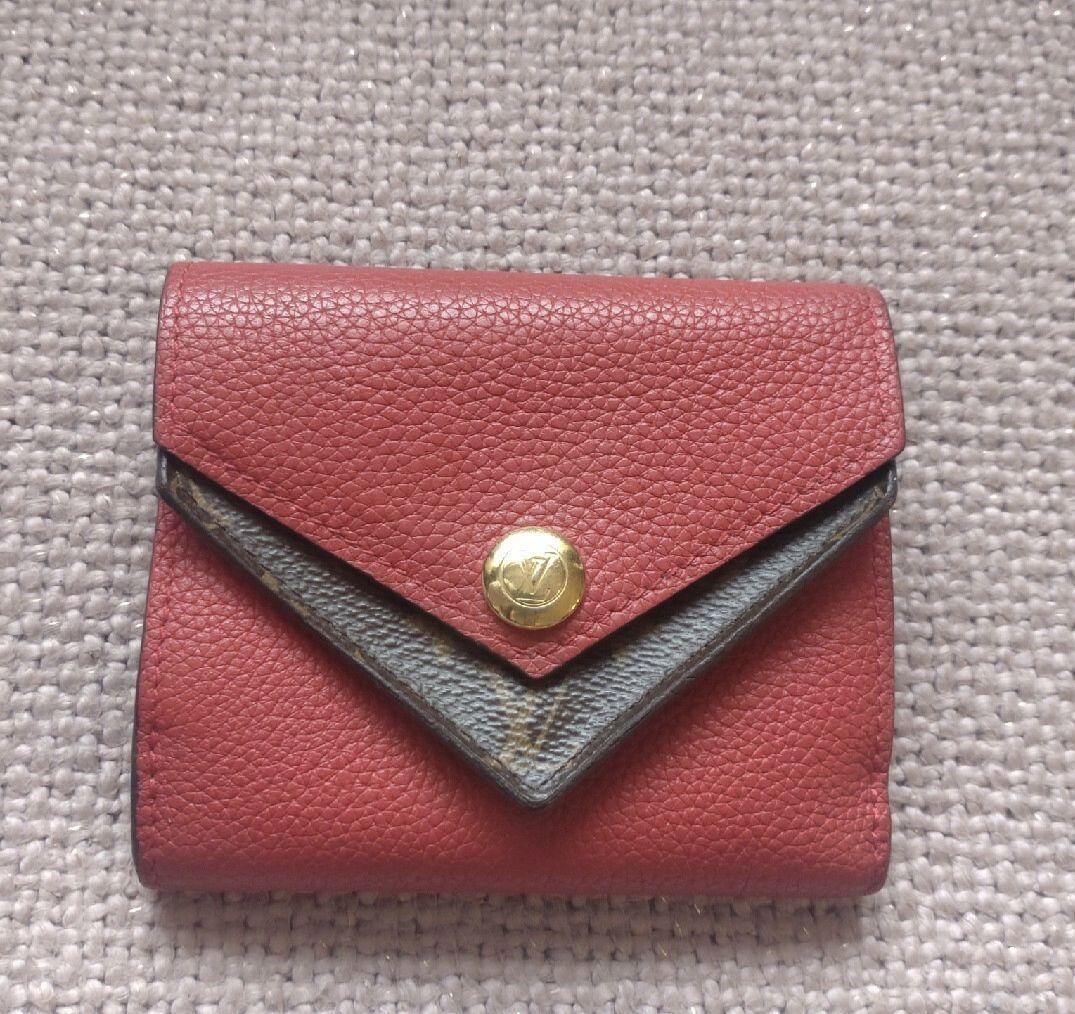 LOUISVUITTON コンパクト折り財布 モノグラム(レッド×ブラウン)