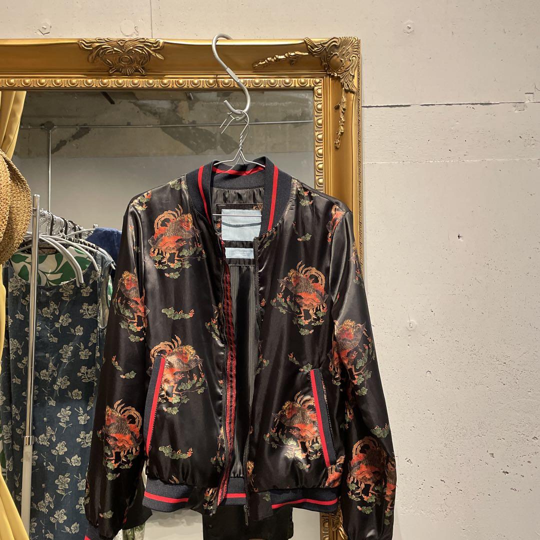 さ@ ZARA ザラ メンズ シャツ サテン ジャケット 総柄 アウター