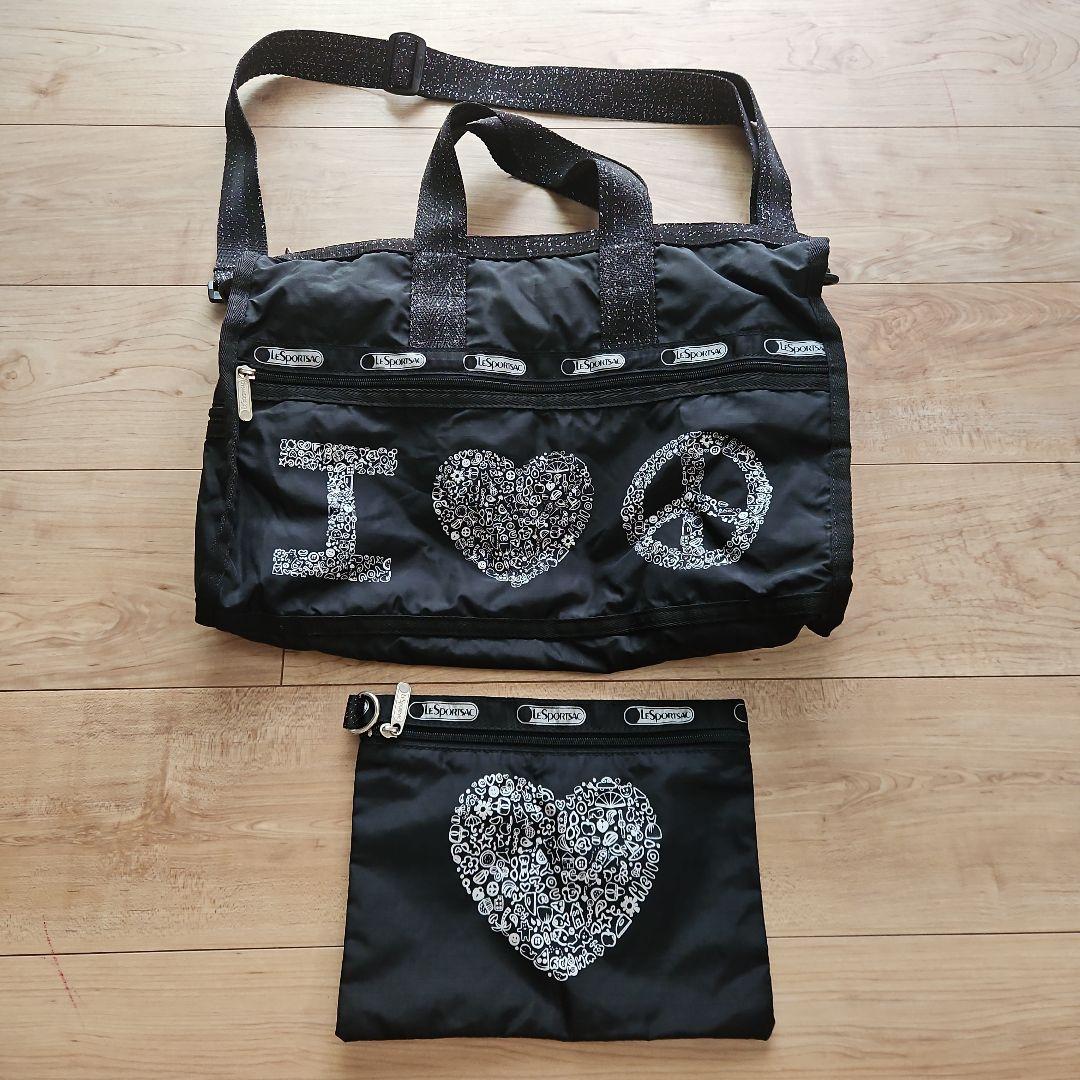 ☆LeSportsac☆ブラック×シルバーラメ×ロゴボストンバッグ☆美品☆