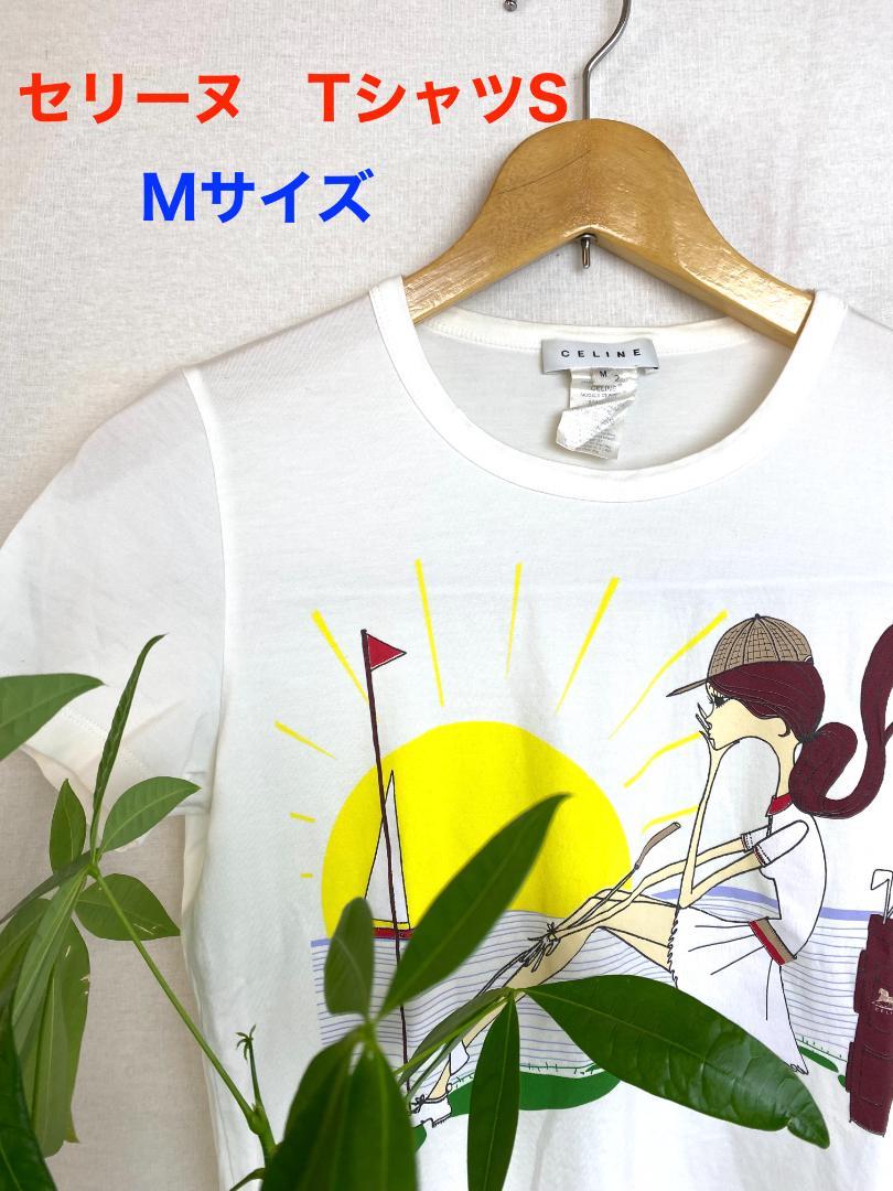 「匿名配送」セリーヌ　プリントTシャツS golfプリント 「中古美品」