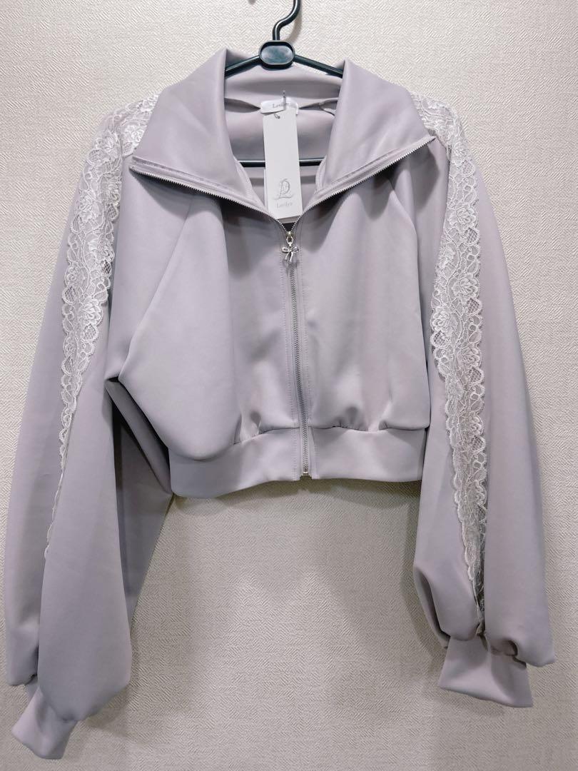 Lovilyn 配色レースクロップドトラックジャケット