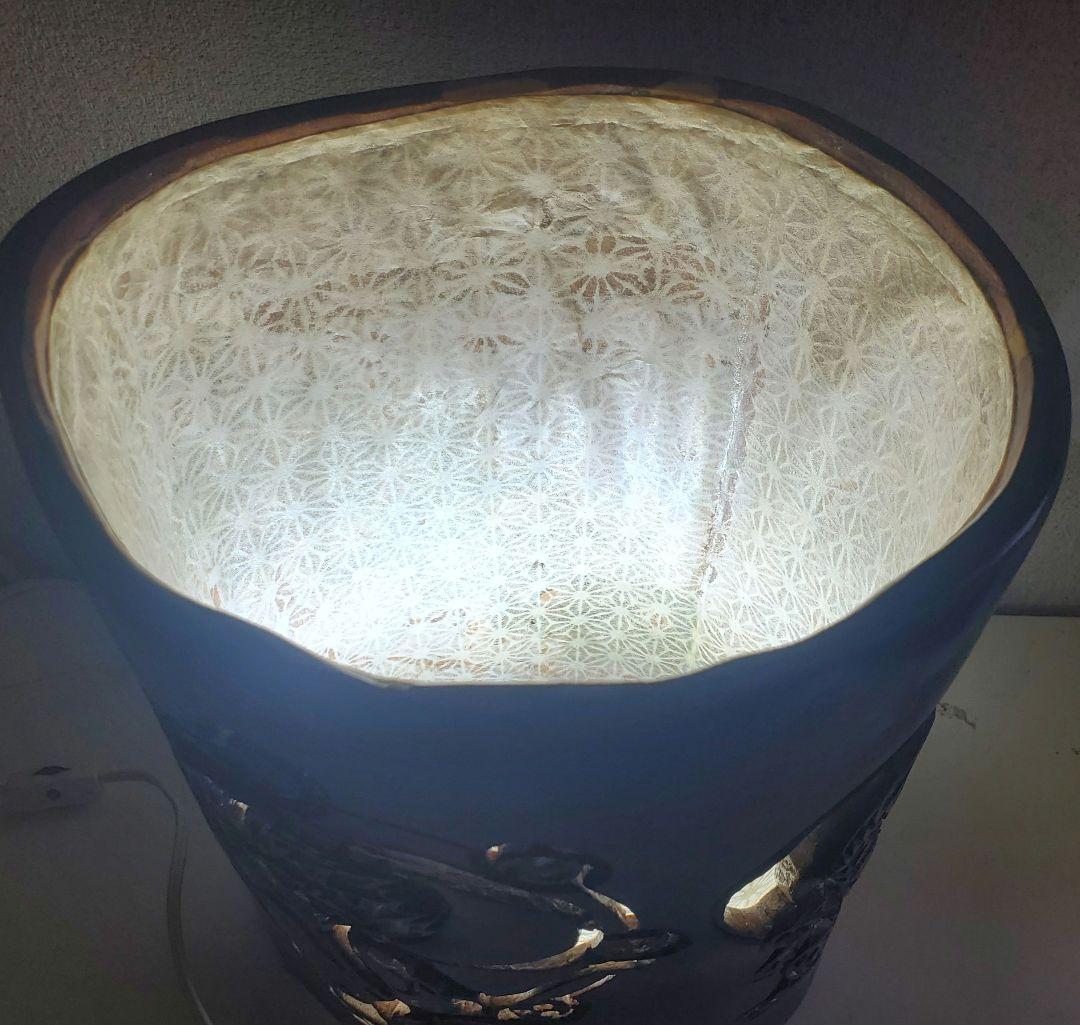 縁起物　希少蔵出し　風神　雷神　木製手彫り　彫刻入り置物 ライト付き 縁起物 希少蔵出し 風神 雷神 木製手彫り 彫刻入り置物 ライト付き