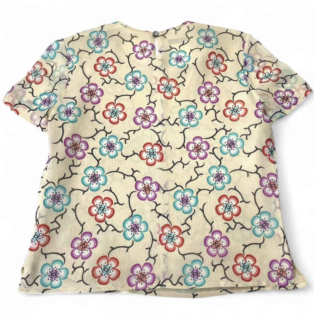 希少✨美品✨CHANEL シャネル ブラウス カメリア 花柄 ココマーク 38