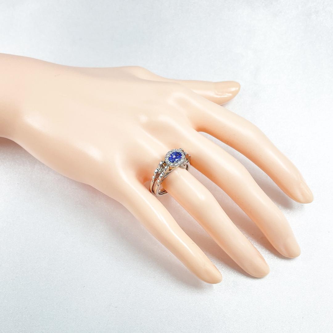 【2WAY】Pt900 K18 タンザナイト 0.47ct ダイヤ 0.41ct