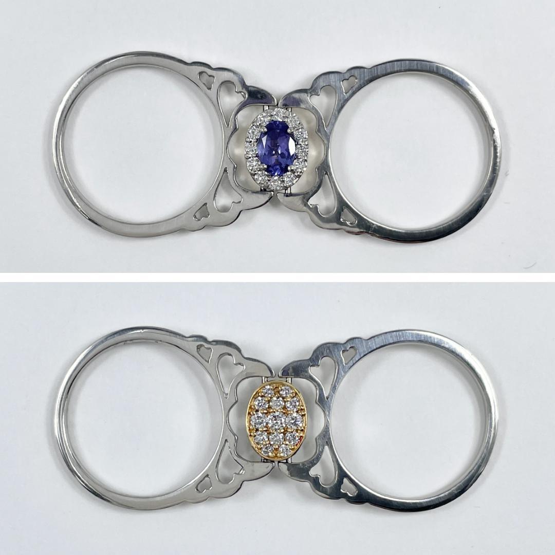 【2WAY】Pt900 K18 タンザナイト 0.47ct ダイヤ 0.41ct
