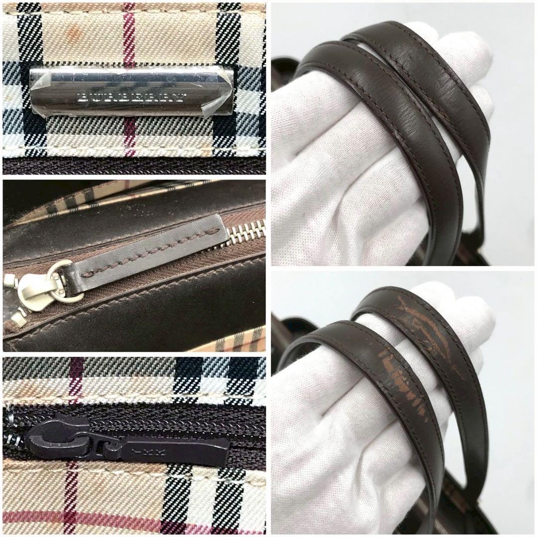 未使用級/A4収納可能✨バーバリー トートバッグ ノバチェック レザー ブラウン