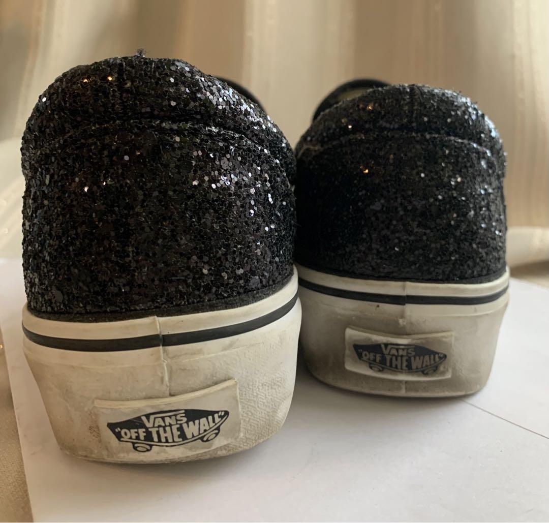 VANS 厚底スリッポン グリッター 黒 24センチ - メルカリ