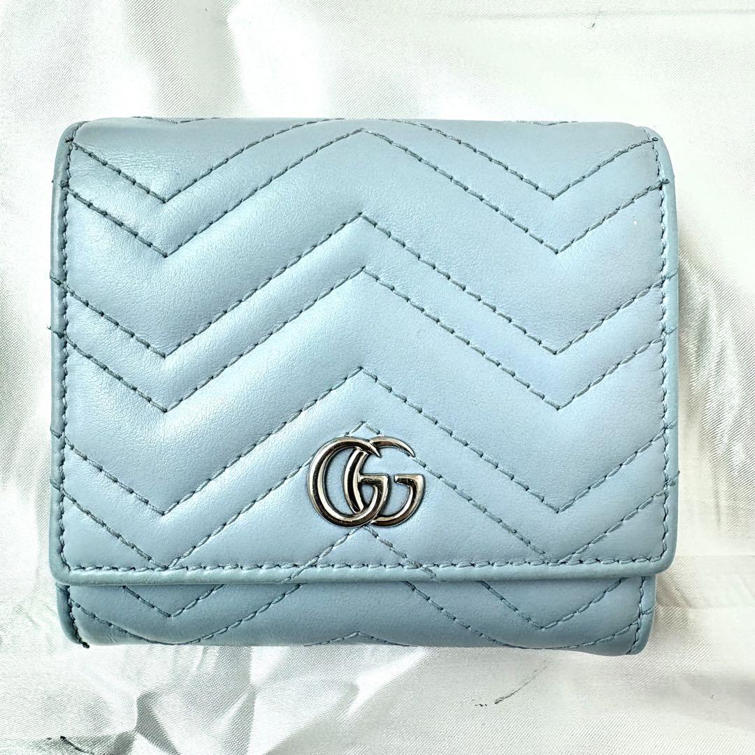 国内発送】グッチ 折財布 GGマーモント キルティング レザー