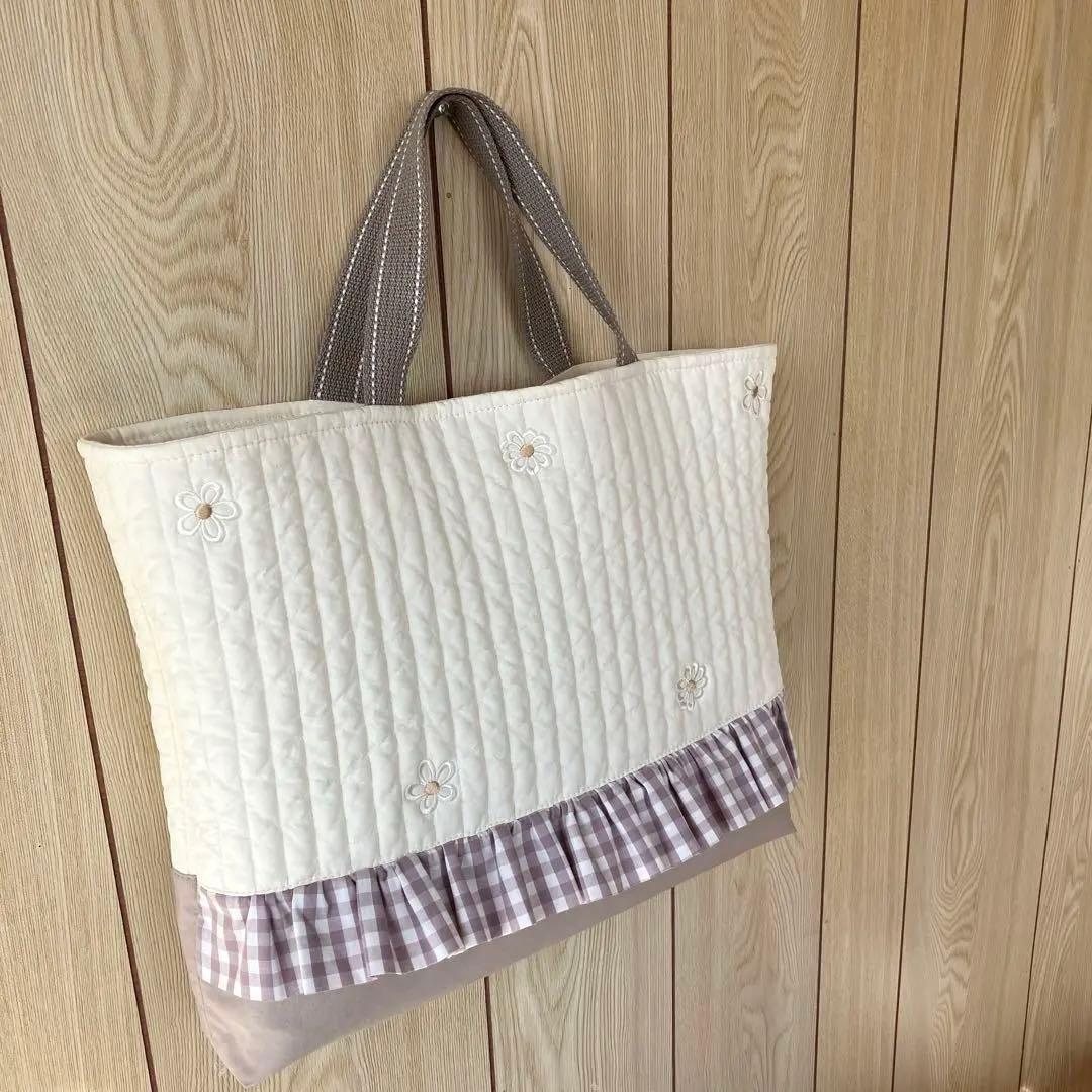 ヌビ おはな フラワー デイジー マーガレット レッスンバッグ チェック 入学 ヌビ おはな フラワー デイジー マーガレット レッスンバッグ チェック 入学