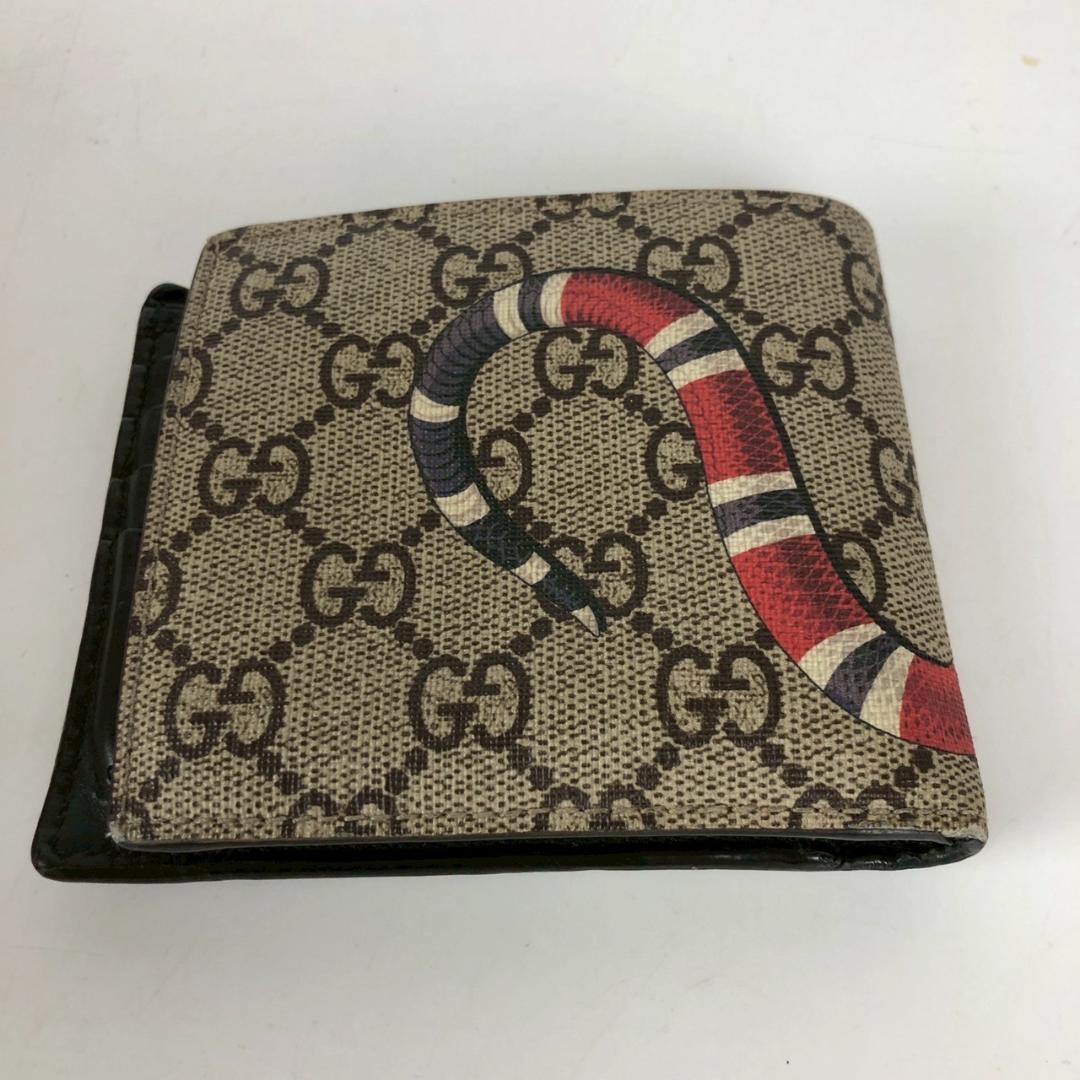 GUCCI グッチ キングスネーク プリント GGスプリーム 二つ折り財布