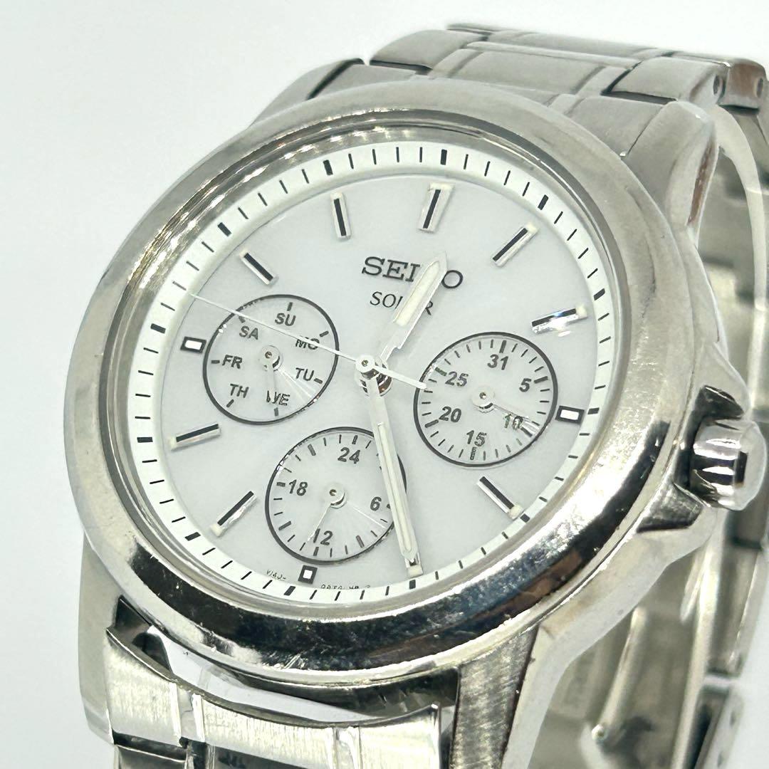 SEIKO セイコー ソーラー 白文字盤 メンズ【稼動】