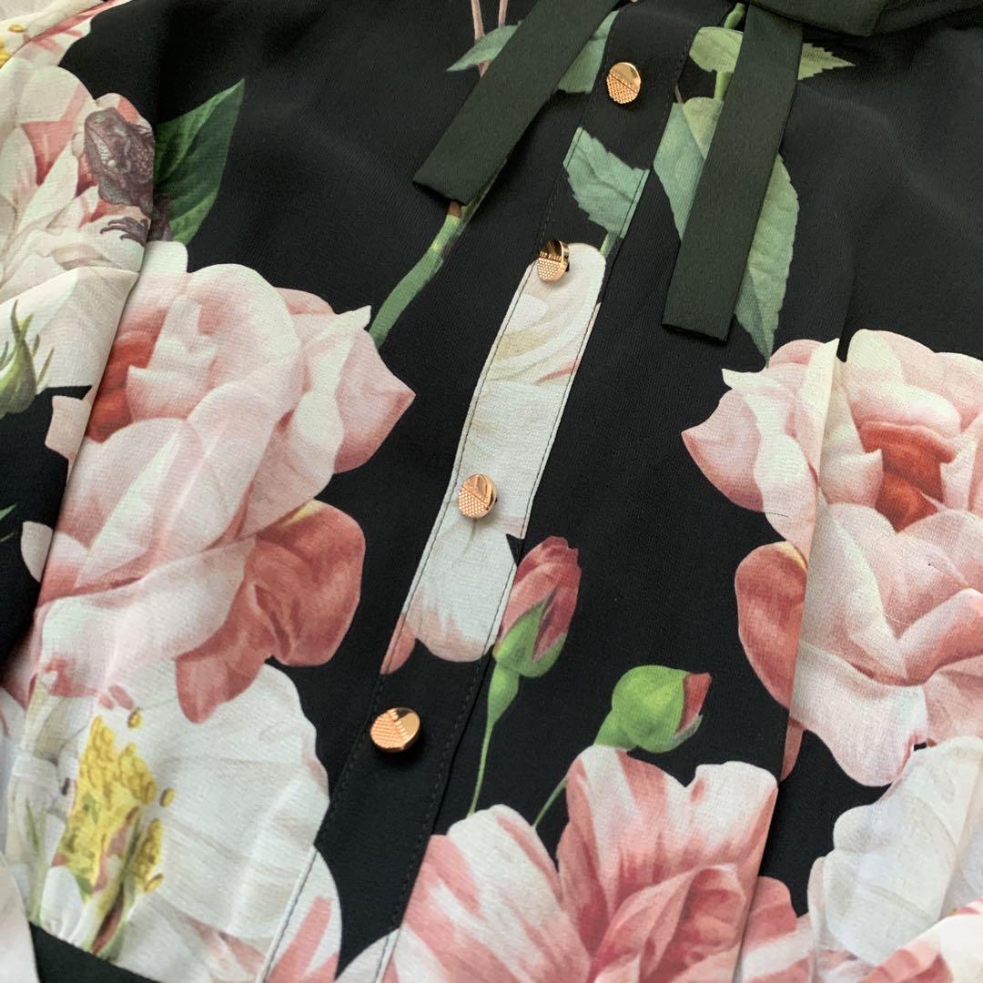 TED BAKER テッドベイカー ピンク花柄ワンピース リボン可愛い