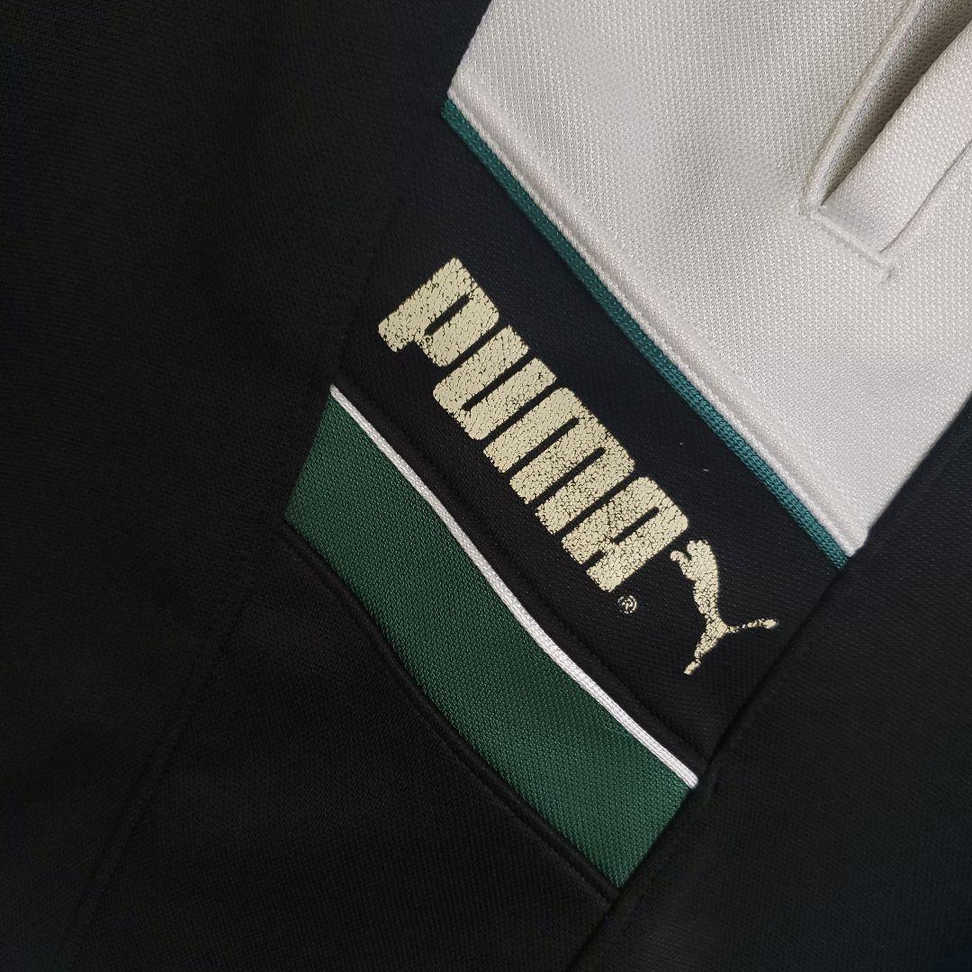 90s ＰＵＭＡ デカロゴ サイドライン ハーフパンツ ジャージパンツ 黒緑