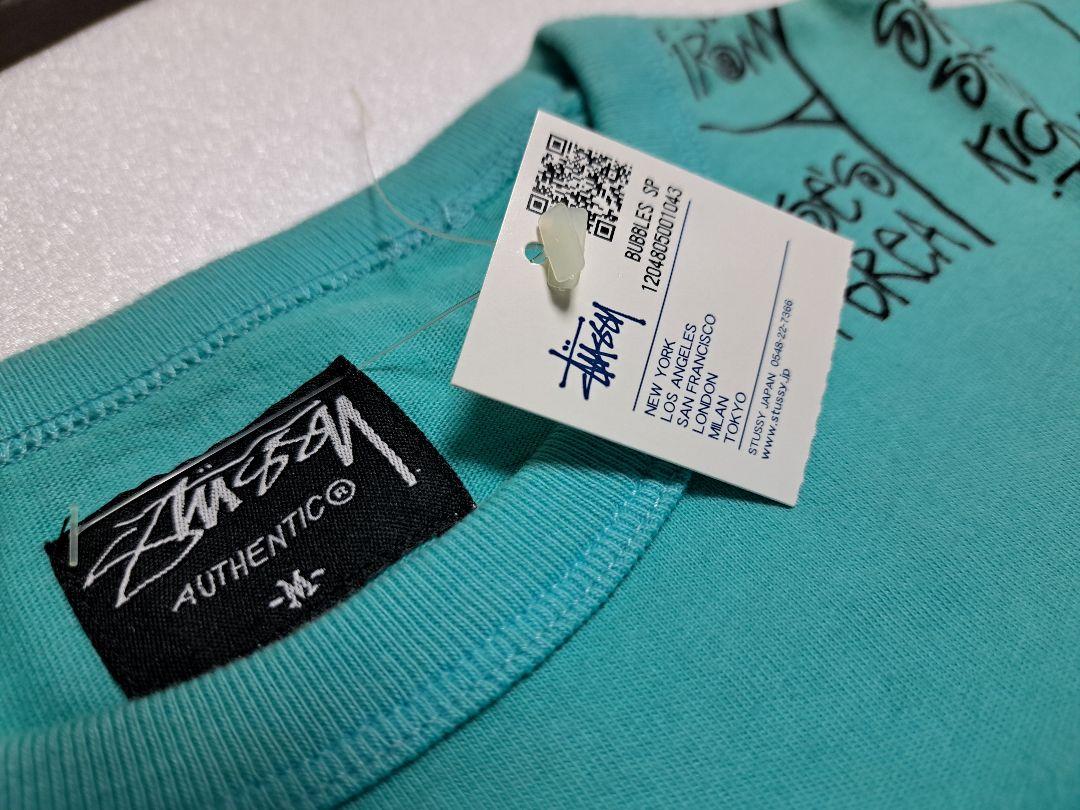 激レアstussy 吹出ロゴ新品・正規品ターコイズ 厚手 Tシャツ