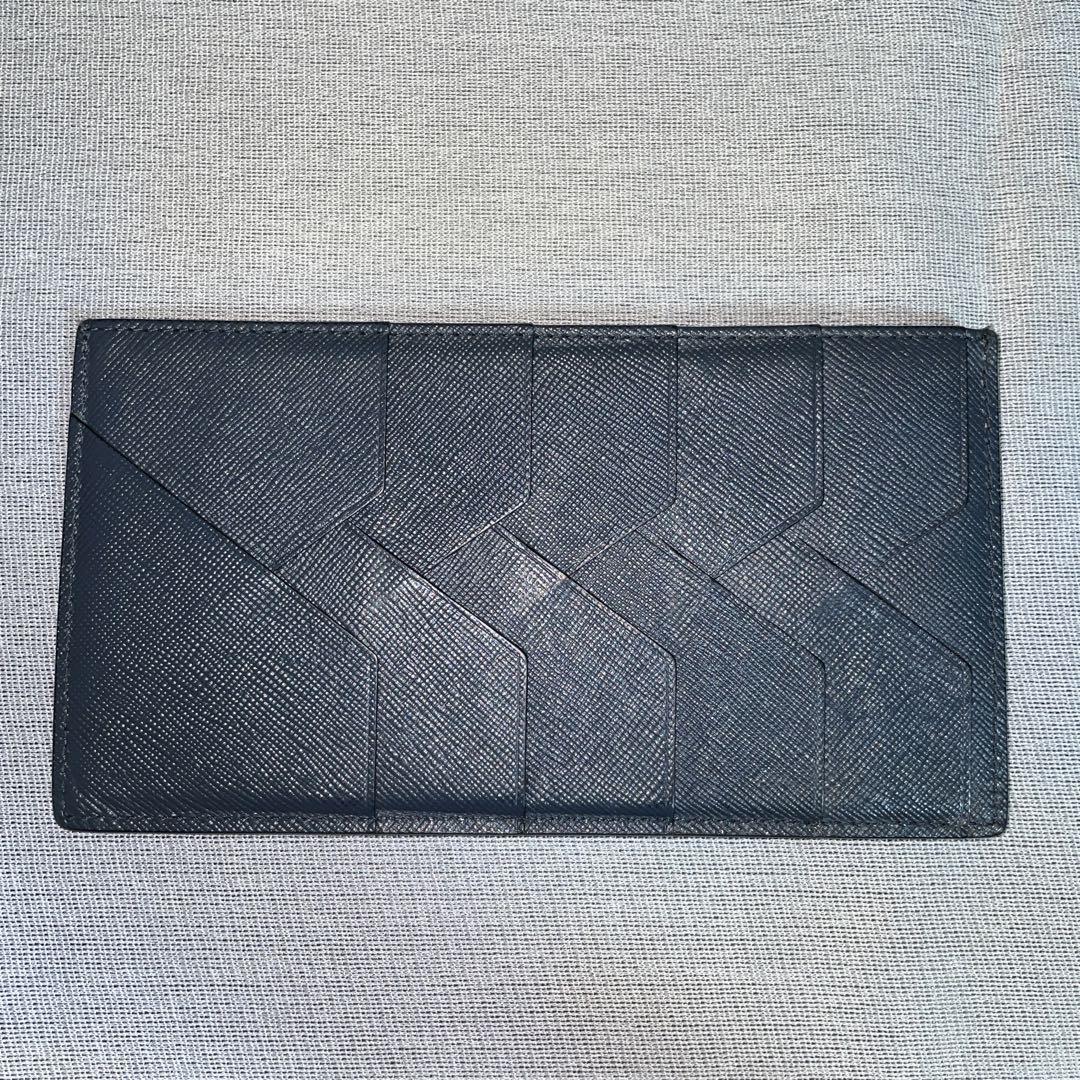 美品　定価2.5万　yuhaku 薄型　フラップレス長財布　ネイビー　薄マチ　黒