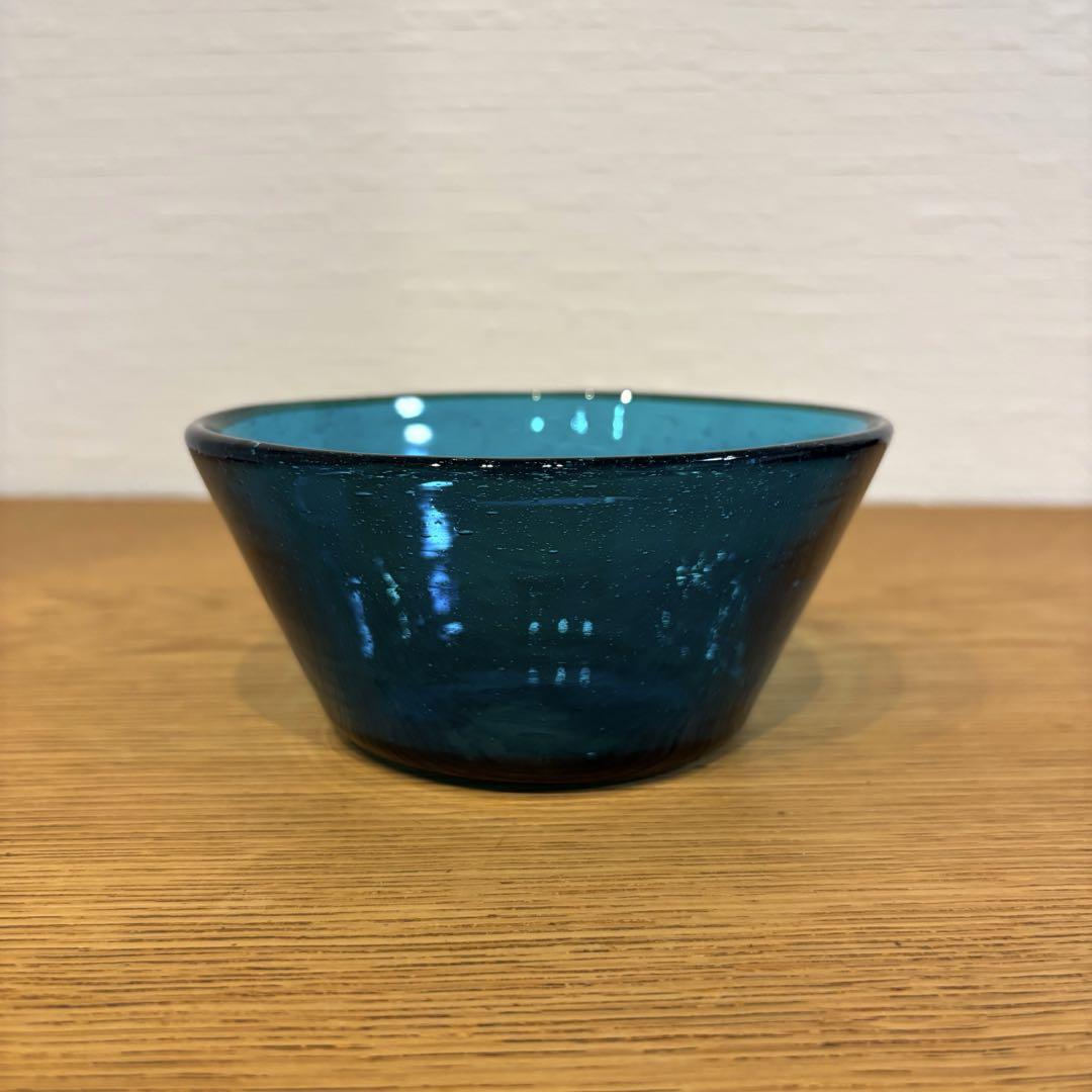 横山秀樹　吹きガラス　中鉢　泡　ブルー　2枚セット　小谷眞三　希少