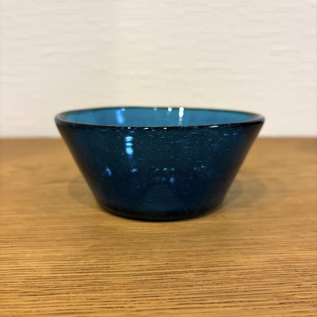 横山秀樹　吹きガラス　中鉢　泡　ブルー　2枚セット　小谷眞三　希少