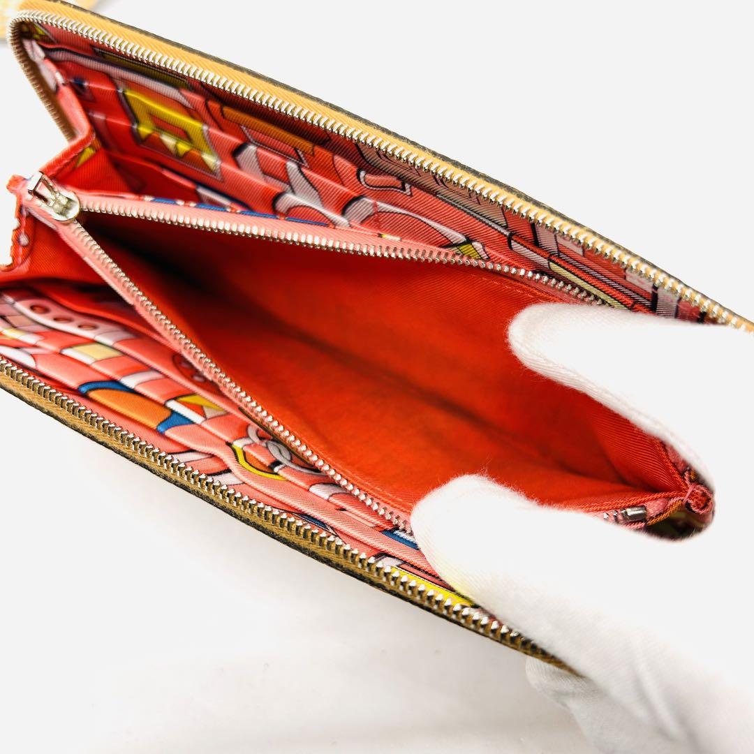 新品未使用級✨HERMES アザップ シルクイン ジッピーウォレット オレンジ 画像8