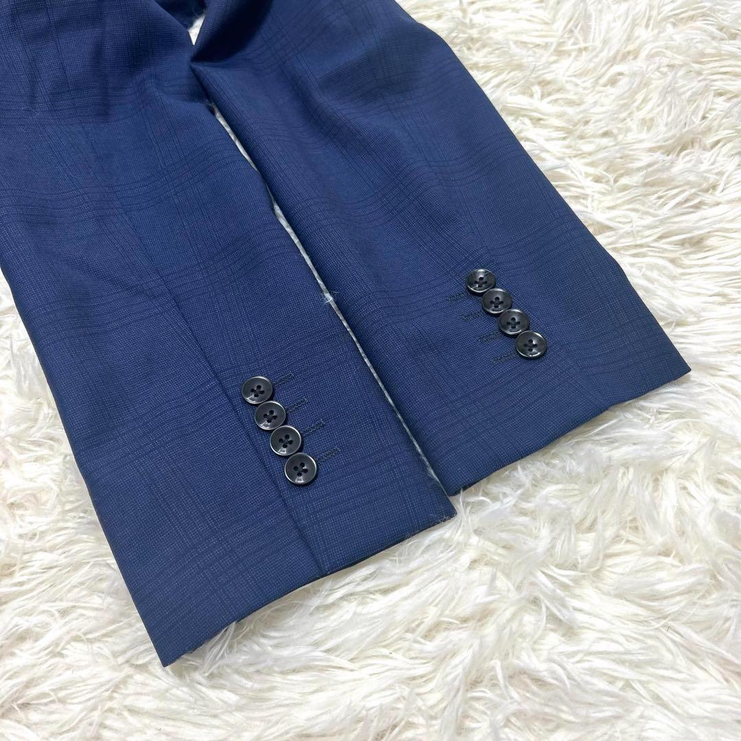 極美品✨ XL スーツセレクト スリーピース ウィンドウチェック ネイビー