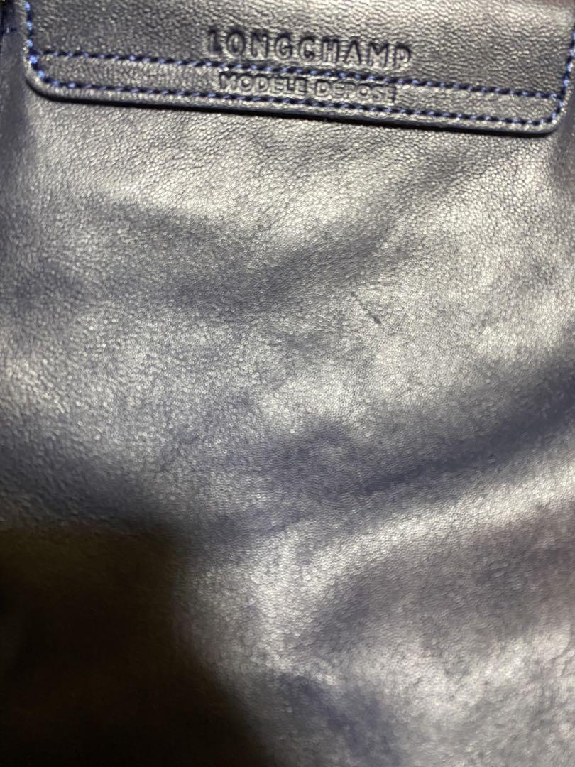 【れお】【新品未使用】LONGCHAMP ネイビー レザー バッグ 収納袋