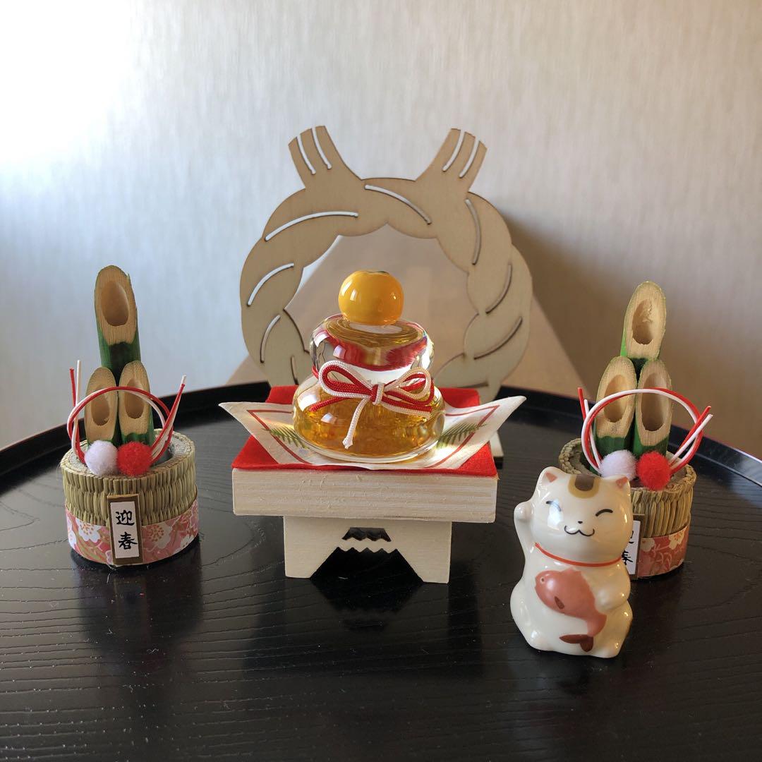 正月飾り 鏡餅 招き猫 等 5点セット