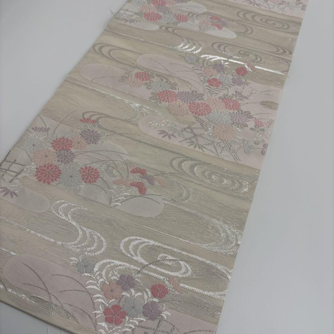 夏帯 名古屋帯 紗 上品な花柄 素敵なデザイン 九寸 正絹 U-5859 夏帯 名古屋帯 紗 刺繍の花模様 九寸 正絹 着物 RO-4456 - メルカリ