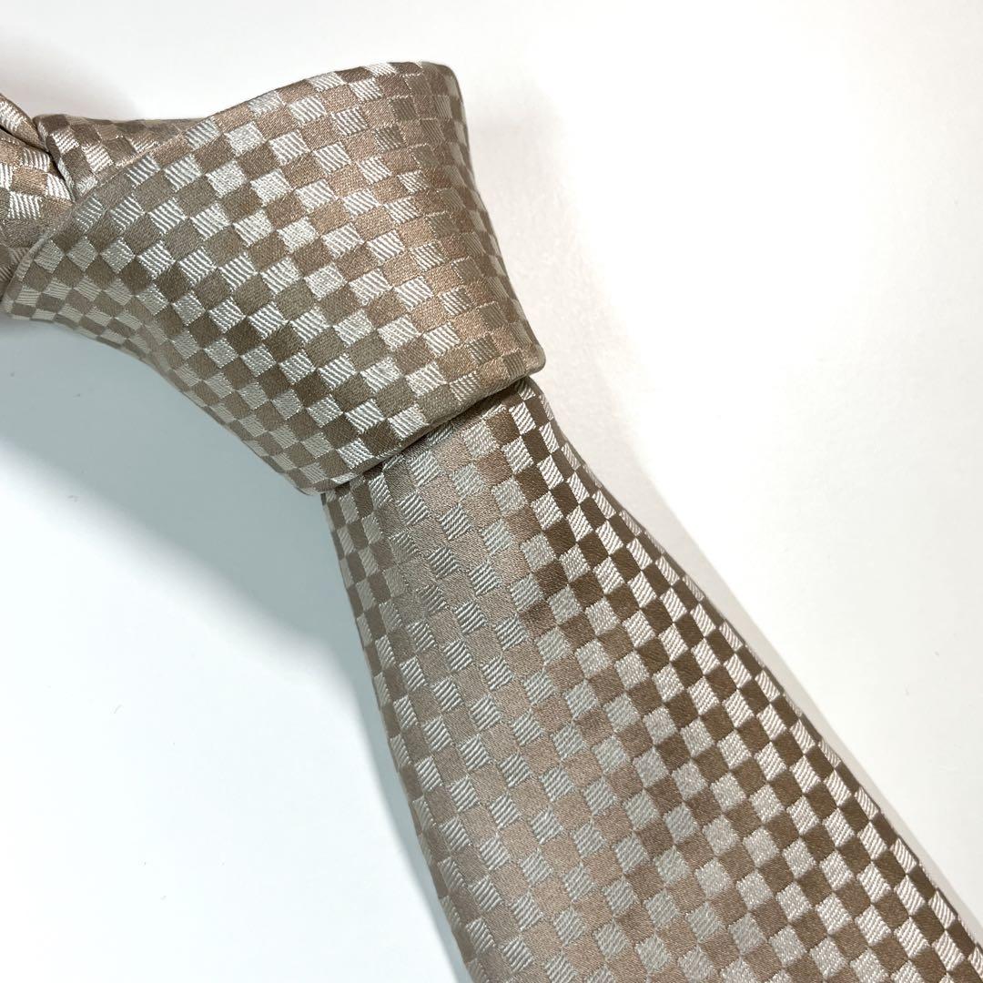 【極美品】 ルイヴィトン ネクタイ マイクロダミエ ストライプ LVロゴ louis-vuitton-micro-damier-tie