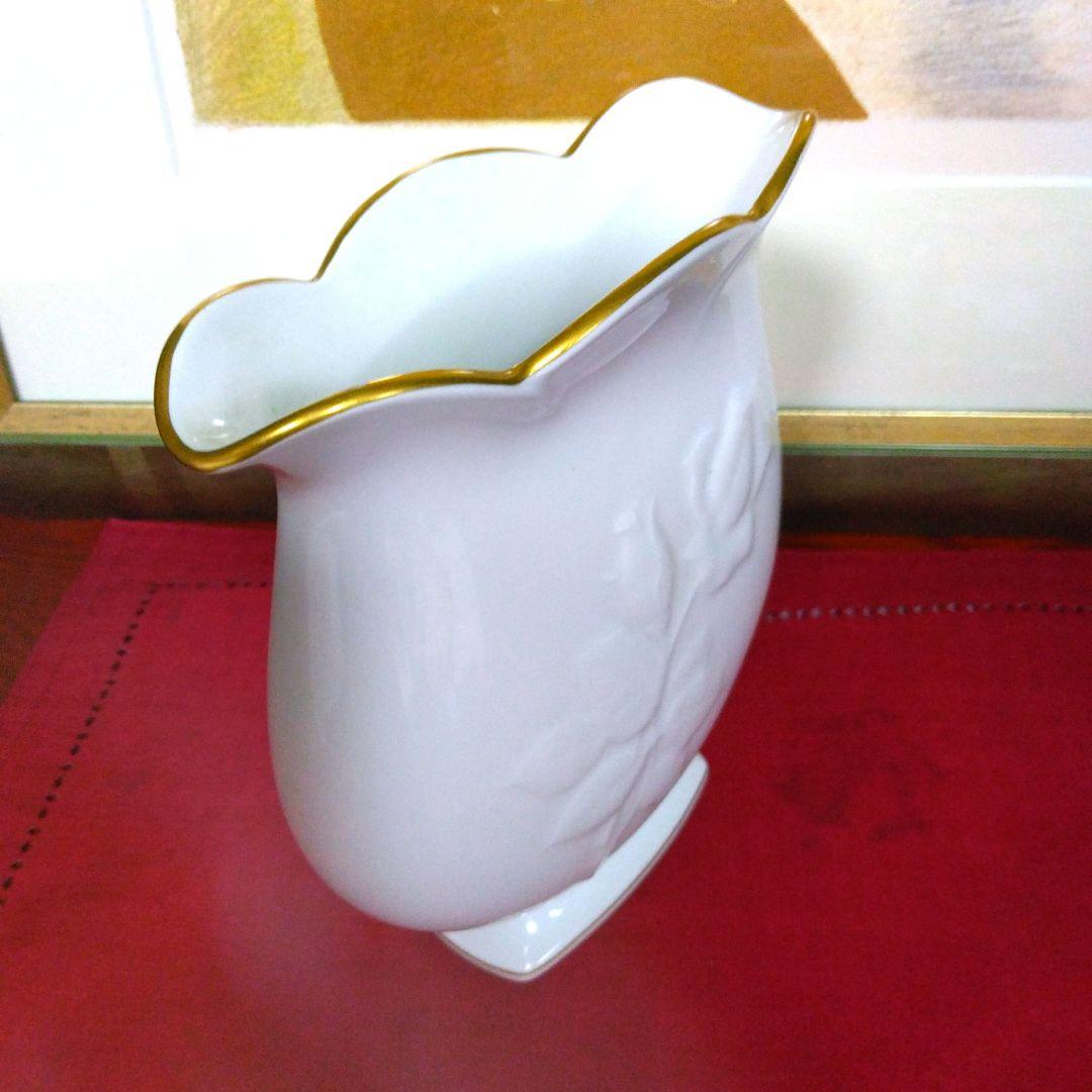 大倉陶園　花柄陶器　花瓶 大倉陶園/花瓶/陶器/花/金彩 | 骨董・アンティークのオンライン