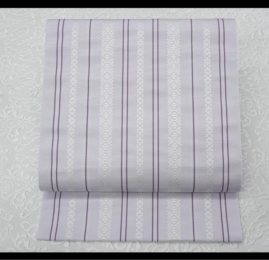 黒木織物　博多織　5献上 八寸名古屋帯　ラベンダー色