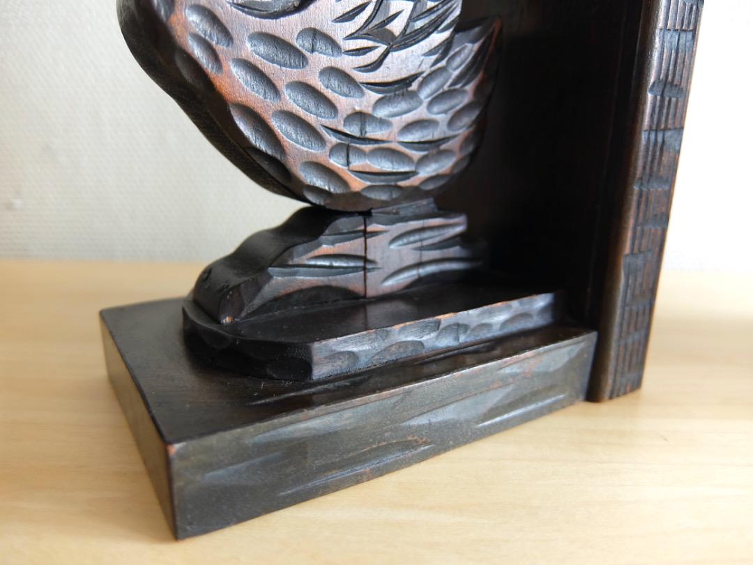 工芸品の領域！ヴィンテージの木彫りブックエンド 本好き＆「鳥」の付く苗字の方へ