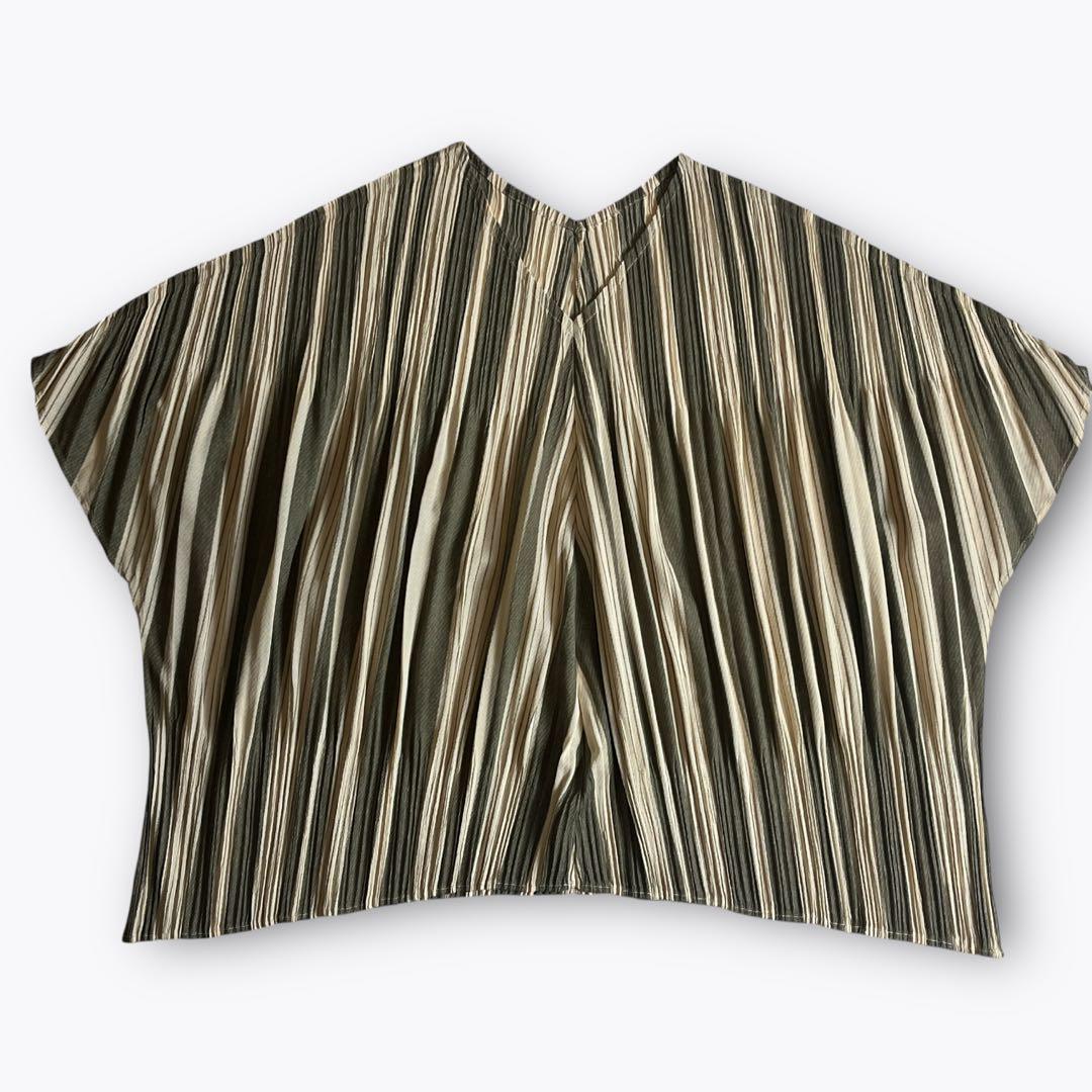 【美品】18AW PLEATS PLEASE 消しプリーツブラウス ストライプ