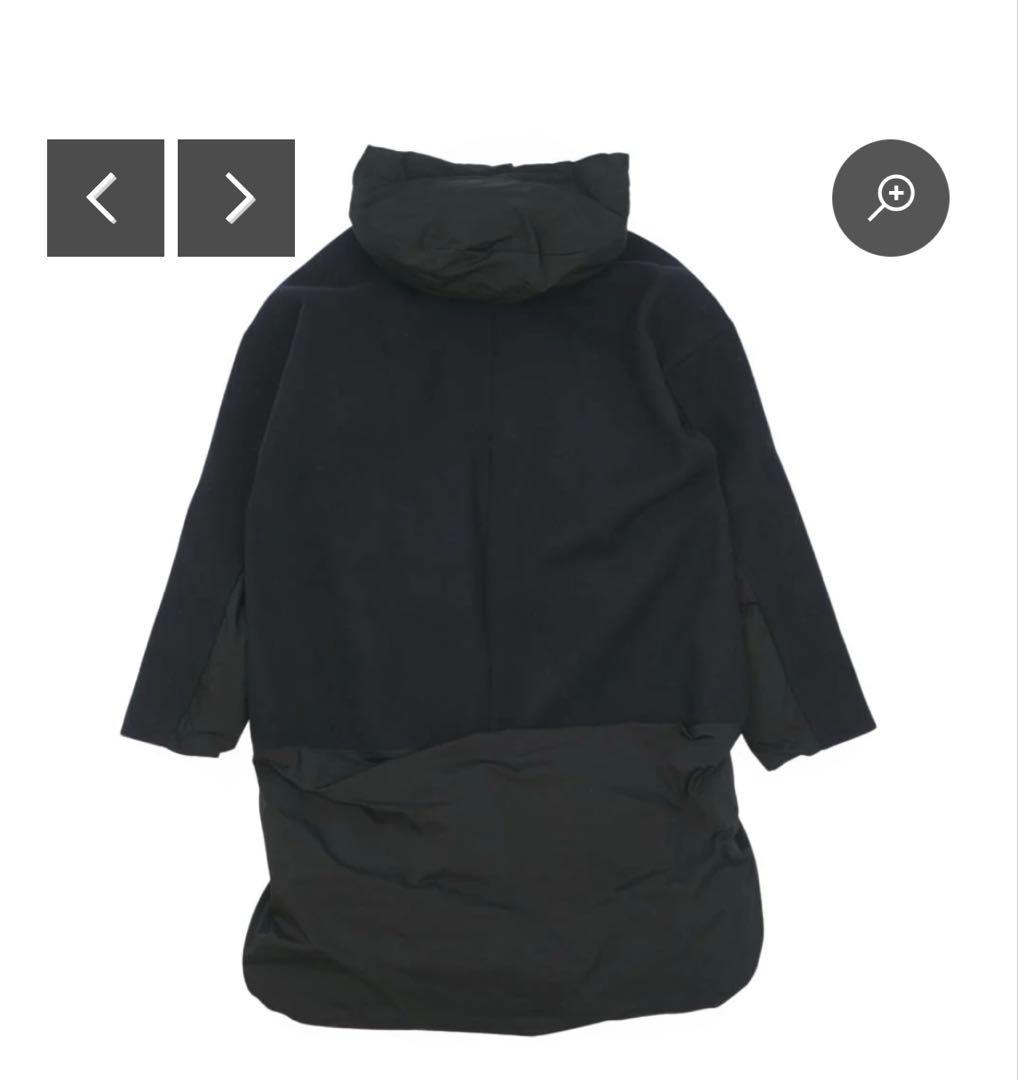 ブラック フード付きロングダウンジャケット