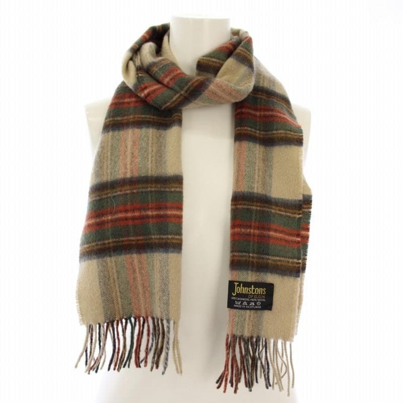 マフラー ストール カシミヤ チェック ベージュ /TK レディース