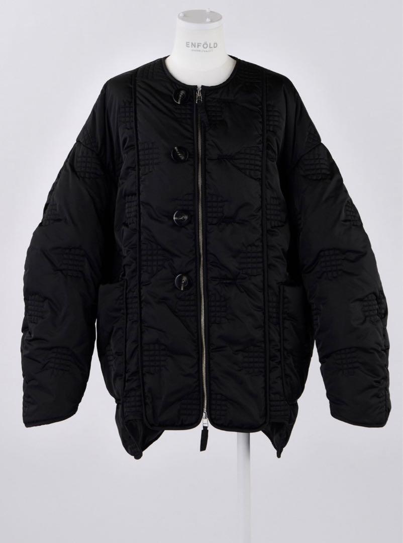 新品enfold 24AW SOLOTEXサテン チェックキルトコート38